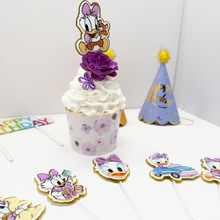 Cargar imagen en el visor de la galería, baby daisy duck cupcake toppers, six different styles, set of 12 daisy duck cupcake toppers