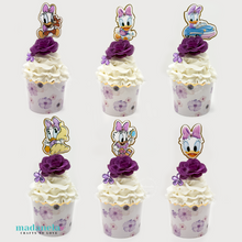 Cargar imagen en el visor de la galería, Beautiful Baby Daisy Duck cupcake toppers for party decorations. Baby Daisy Duck cupcake for baby showers