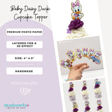 Cargar imagen en el visor de la galería, Premium Baby Daisy Cupcake toppers, six different styles. two of each style, set of 12 Baby Daisy Duck cake toppers
