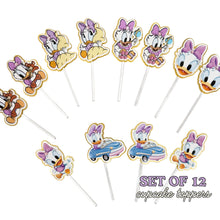 Cargar imagen en el visor de la galería, Set of 12 BAby Daisy Duck cake toppers
