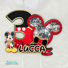 Cargar imagen en el visor de la galería, number three MIckey Mouse cake topper for Mickey Mouse party theme decorations. Match your Mickey Mouse party with this red and black cake topper