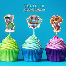 Cargar imagen en el visor de la galería, Handmade Paw Patrol Cupcake Toppers Party Magic Set of 10