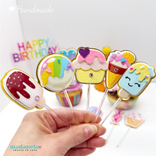 Cargar imagen en el visor de la galería, Carnival Sweets Cupcake Toppers, Two Sweet Party, Desserts Cupcake Toppers Set of 12