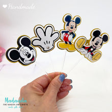 Cargar imagen en el visor de la galería, Mickey Mouse Cupcake Toppers Disney-themed Birthday Parties. 12 cupcake toppers to decorate your Mickey mouse party.