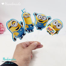 Cargar imagen en el visor de la galería, Fun Minion characters to decorate cupcakes. Minion girls pink cupcake toppers