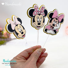 Cargar imagen en el visor de la galería, Minnie Mouse Cupcake Toppers, Minnie Mouse Pink, Minnie Mouse Red, Minnie Mouse Hot Pink, Cake Decorations 12 pcs