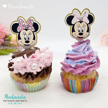 Cargar imagen en el visor de la galería, Minnie Mouse Cupcake Toppers, Minnie Mouse Pink, Minnie Mouse Red, Minnie Mouse Hot Pink, Cake Decorations 12 pcs