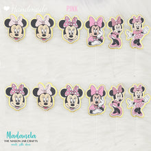 Cargar imagen en el visor de la galería, Minnie Mouse Cupcake Toppers, Minnie Mouse Pink, Minnie Mouse Red, Minnie Mouse Hot Pink, Cake Decorations 12 pcs