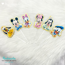 Load image into Gallery viewer, Baby Mickey Mouse & Baby Minnie Mouse Cake Topper, Mickey Shaker Cake Topper, Mickey Cake Decorations, Mickey Party Decorations