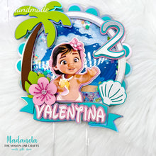 Load image into Gallery viewer, Personalized Moana Cake Topper, Shaker Cake Topper, Cake Decorations, Party Decorations