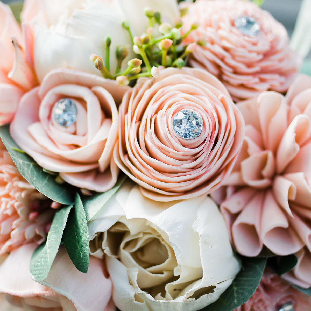 Emerald green sola top flower bouquet, wooden flower bouquet, quinceneara bouquet