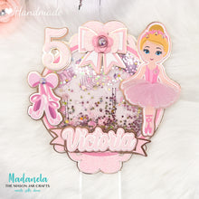Load image into Gallery viewer, Ballerina Cake Topper, Shaker Cake Topper, Ballerina Cake Decorations, African American Ballerina, Party Decorations Personalized