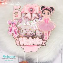 Load image into Gallery viewer, Ballerina Cake Topper, Shaker Cake Topper, Ballerina Cake Decorations, African American Ballerina, Party Decorations Personalized