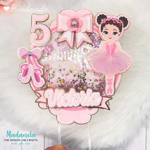 Ballerina Cake Topper, Shaker Cake Topper, Ballerina Cake Decorations, African American Ballerina, Party Decorations Personalized