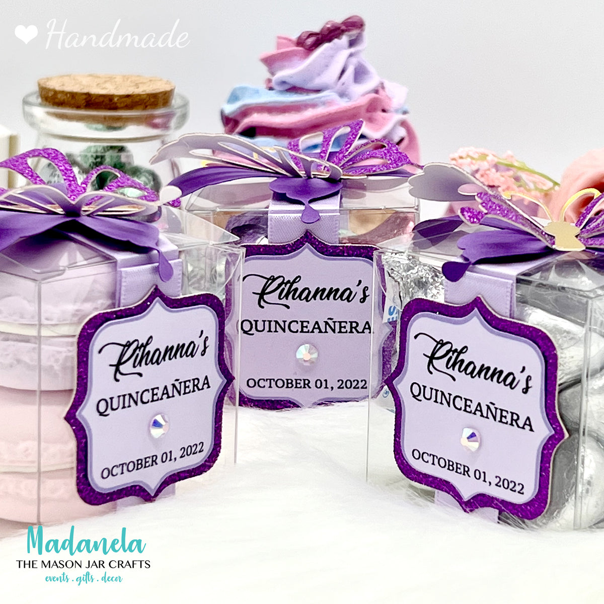 Personalized Butterfly Clear Party Favor Box For Quinceanera Madanela