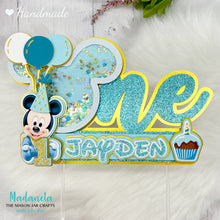 Load image into Gallery viewer, Baby Mickey Mouse & Baby Minnie Mouse Cake Topper, Mickey Shaker Cake Topper, Mickey Cake Decorations, Mickey Party Decorations