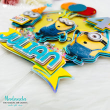 Load image into Gallery viewer, Personalized Minion Cake Topper, Shaker Cake Topper, Cake Decorations, Party Decorations