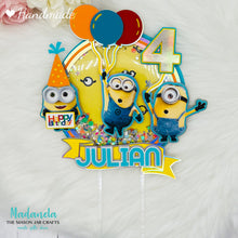 Load image into Gallery viewer, Personalized Minion Cake Topper, Shaker Cake Topper, Cake Decorations, Party Decorations