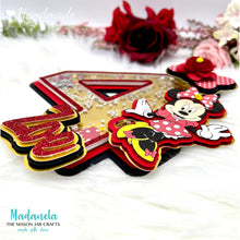 Load image into Gallery viewer, Minnie Mouse Cake Topper, Shaker Cake Topper Number, Minnie Mouse Red