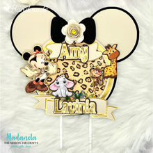 Load image into Gallery viewer, Personalized Minnie Mouse Cake Topper Safari, Shaker Cake Topper, Cake Decorations, Party Decorations
