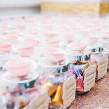 Cargar imagen en el visor de la galería, 5oz. glass jar with lids, decorated with paper flower, party favor