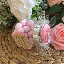 Cargar imagen en el visor de la galería, 5oz. glass jar with lids, decorated with paper flower, party favor