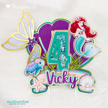 Cargar imagen en el visor de la galería, MERMAID CAKE TOPPER, ARIEL DISNEY PRINCESS CAKE DECORATION