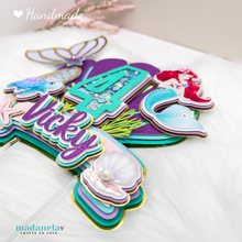 Cargar imagen en el visor de la galería, MERMAID CAKE TOPPER, ARIEL DISNEY PRINCESS CAKE DECORATION