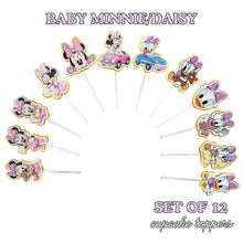 Cargar imagen en el visor de la galería, Baby Mickey Mouse &amp; Friends Cupcake Toppers – Set of 12 | Premium Party Decorations for Kids