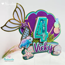 Cargar imagen en el visor de la galería, MERMAID CAKE TOPPER, ARIEL DISNEY PRINCESS CAKE DECORATION