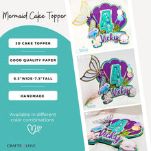 Load image into Gallery viewer, MERMAID CAKE TOPPER, ARIEL DISNEY PRINCESS CAKE DECORATION