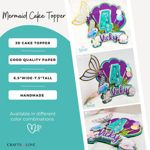 MERMAID CAKE TOPPER, ARIEL DISNEY PRINCESS CAKE DECORATION