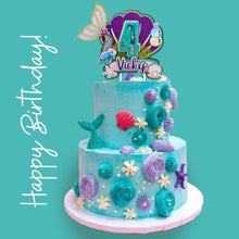 Load image into Gallery viewer, Mermaid Cake Topper, Shaker Cake Topper, Ariel Mermaid Cake Decorations, Disney Princess, Party Decorations Personalized