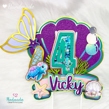 Cargar imagen en el visor de la galería, Mermaid Cake Topper, Shaker Cake Topper, Ariel Mermaid Cake Decorations, Disney Princess, Party Decorations Personalized