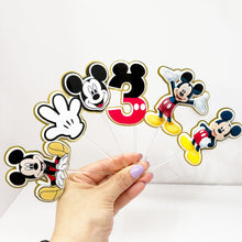 Cargar imagen en el visor de la galería, Handmade Mickey Mouse Cupcake Toppers Disney-themed birthday parties – Set of 12