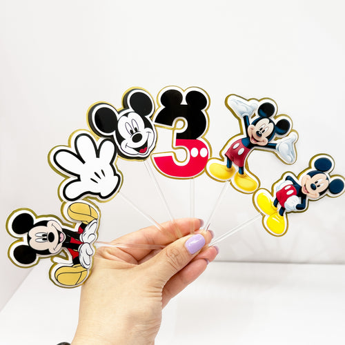Handmade Mickey Mouse Cupcake Toppers Disney-themed birthday parties – Set of 12