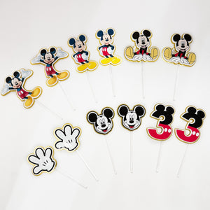 Handmade Mickey Mouse Cupcake Toppers Disney-themed birthday parties – Set of 12