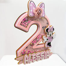 Cargar imagen en el visor de la galería, Personalized Minnie Mouse Shaker Cake Topper: 3D Party Decorations