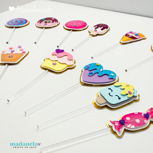 Carnival Sweets Cupcake Toppers, Two Sweet Party, Desserts Cupcake Toppers Set of 12