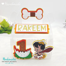 Cargar imagen en el visor de la galería, Bam Bam Favor Box Party, Flintstones Party, Pebbles Goody Box, African American Flintstones Birthday Party Set of Six Boxes