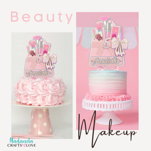 Makeup Cake Topper, Makeup Party Decorations, Spa Cake Topper, Glam Cake Topper, Spa Birthday Cake topper