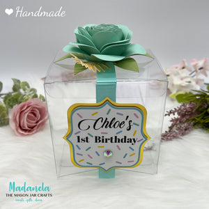 4x4" Party Favor For Quinceanera Clear Box, Sweet Sixteen, Baby Shower, wedding, Bridal Shower