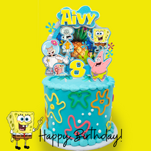 Cargar imagen en el visor de la galería, SpongeBob Cake Topper, SpongeBob Party Decorations, Spongebob Birthday, SpongeBob Shaker 3D Cake Topper