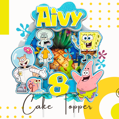 SpongeBob Cake Topper, SpongeBob Party Decorations, Spongebob Birthday, SpongeBob Shaker 3D Cake Topper