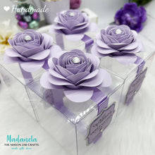 Load image into Gallery viewer, 3x3 Inches Personalized Flower Clear Party Favor Box For Weddings, Quinceanera, Sweet Sixteen Gifts