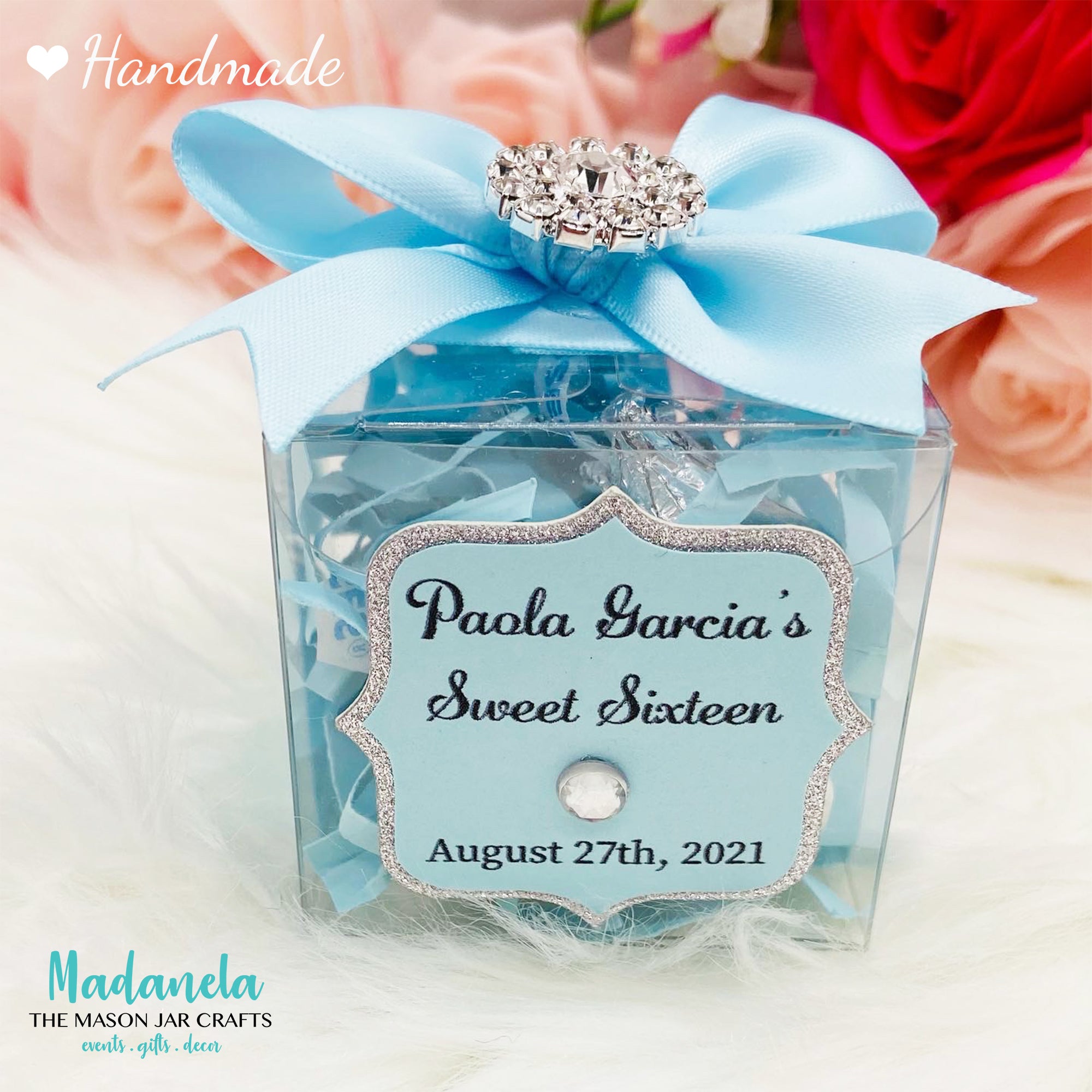 Personalized Flower Clear Party Favor Box For Quinceanera - Madanela