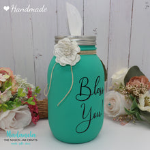 Load image into Gallery viewer, Mason Jar Tissue holder, Bless you Jar Personalize