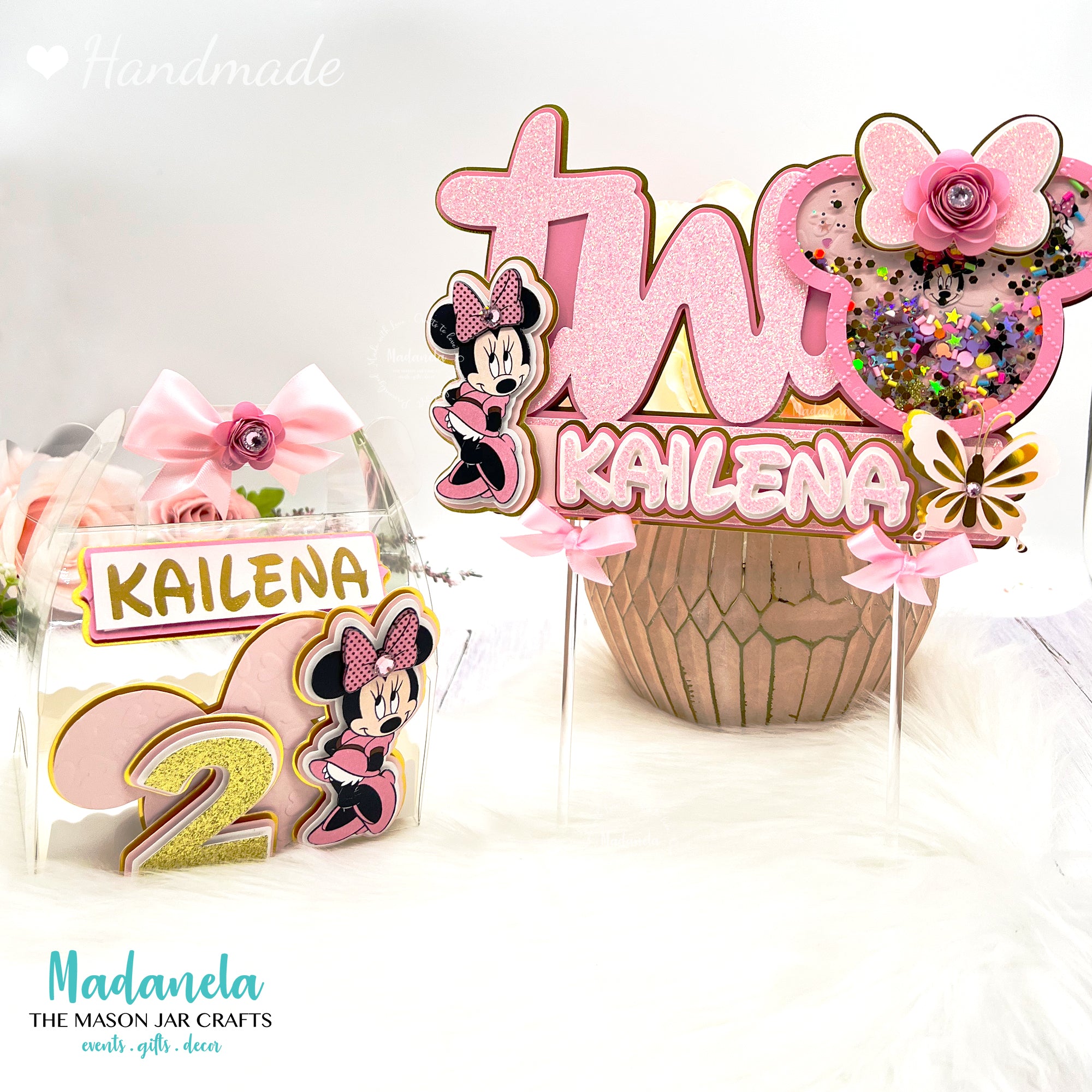 Minnie Mouse Personalised Stickers Sweet Cones Birthday Thank You Party  Cake Box