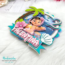Load image into Gallery viewer, Personalized Moana Cake Topper, Shaker Cake Topper, Cake Decorations, Party Decorations