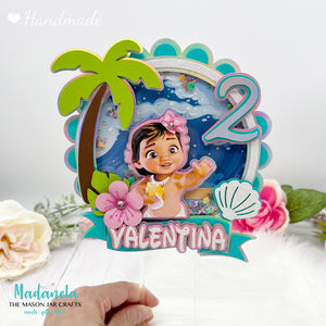 Personalized Moana Cake Topper, Shaker Cake Topper, Cake Decorations, Party Decorations